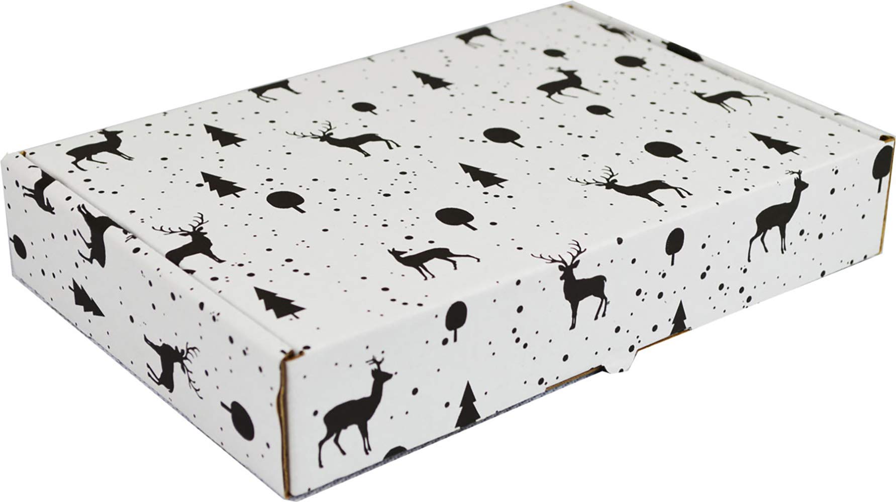 Cartón blanco con impresión navideña 230x160x45 mm Cierre adicional de cartón Ideal para documentos Caja de 3 capas Extracción móvil Paquete de almacenamiento Embalaje blanco (50)