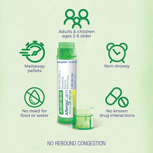 Miniatura 9 de Boiron AllergyCalm On The Go (6 tubos) para aliviar la alergia y la fiebre del heno síntomas de estornudos, secreción nasal y picazón en los ojos o