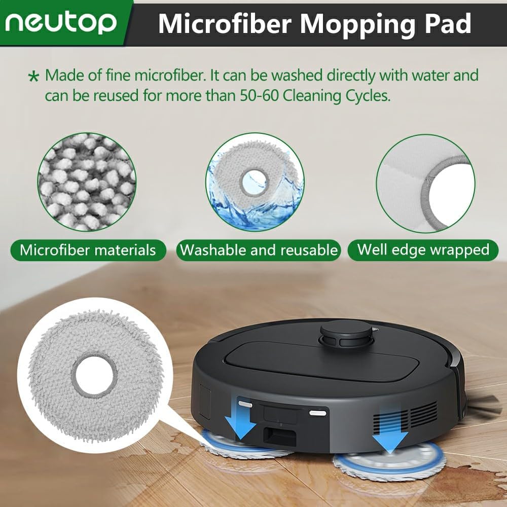 Neutop Replacement Parts Compatible with Ecovacs Deebot N30 Omni, N30 Pro Omni, Robot Vacuum Accessories 1 Roller 4 Filter 4 Side Brush 4 Mop Pad 4 Dust Bag