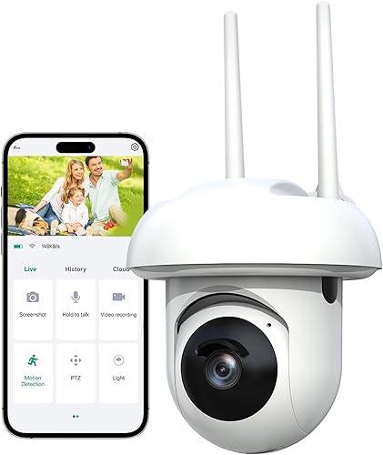 PHANSATIM 2025 Cámaras de seguridad para exteriores, 1080P 355 View Cámara al aire libre, WiFi seguridad para el hogar con foco de visión nocturna a