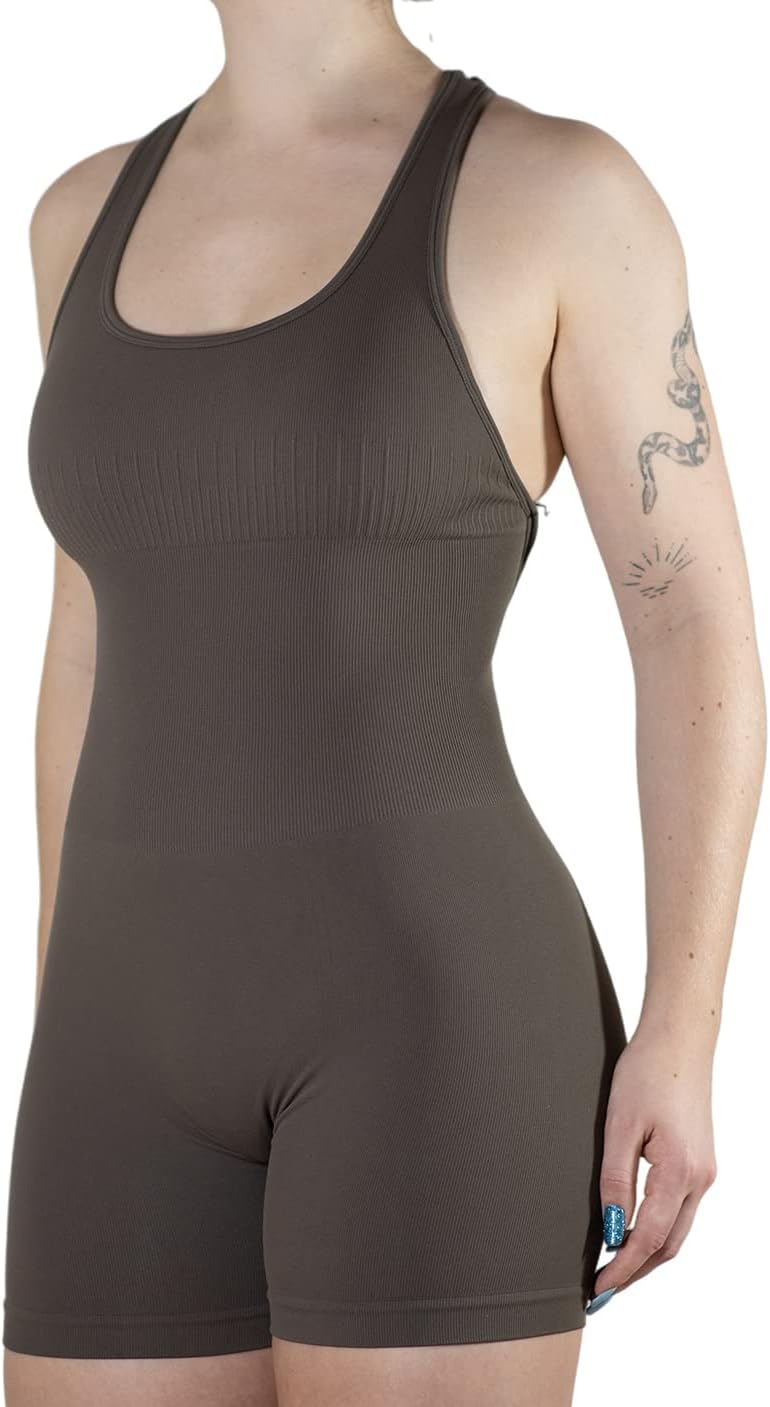 AUROLA Power Romper for Women Workout Yoga Gym Seamless One Piece Racerback Jumpsuit Tummy Control Padded Sports Bra - Image 7