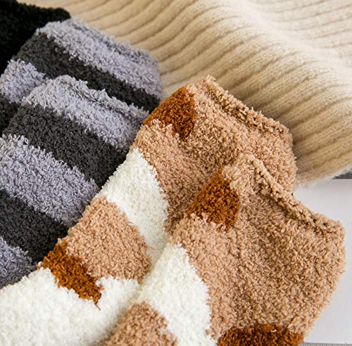 Elfjoy Women Girls Cute Kitty Cat Paws Slipper Socks With Grippers - Fuzzy Anti-Skid Socks(5 Pairs) #TOP3