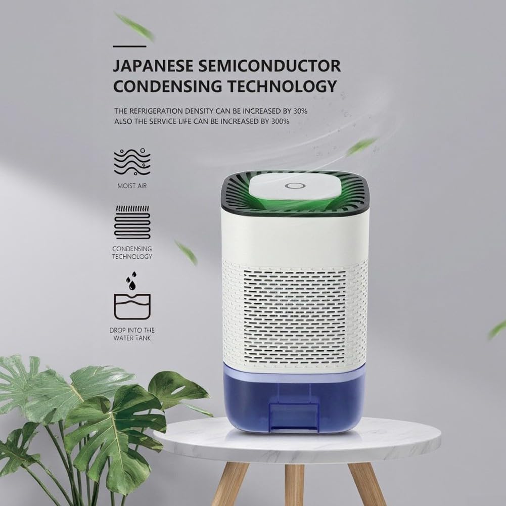 Deumidificatore compatto intelligente per stanze piccole, assorbe l'umidità silenzioso, con spegnimento automatico, per camera da letto, bagno, armadio, 5-20 m² (standard europeo)