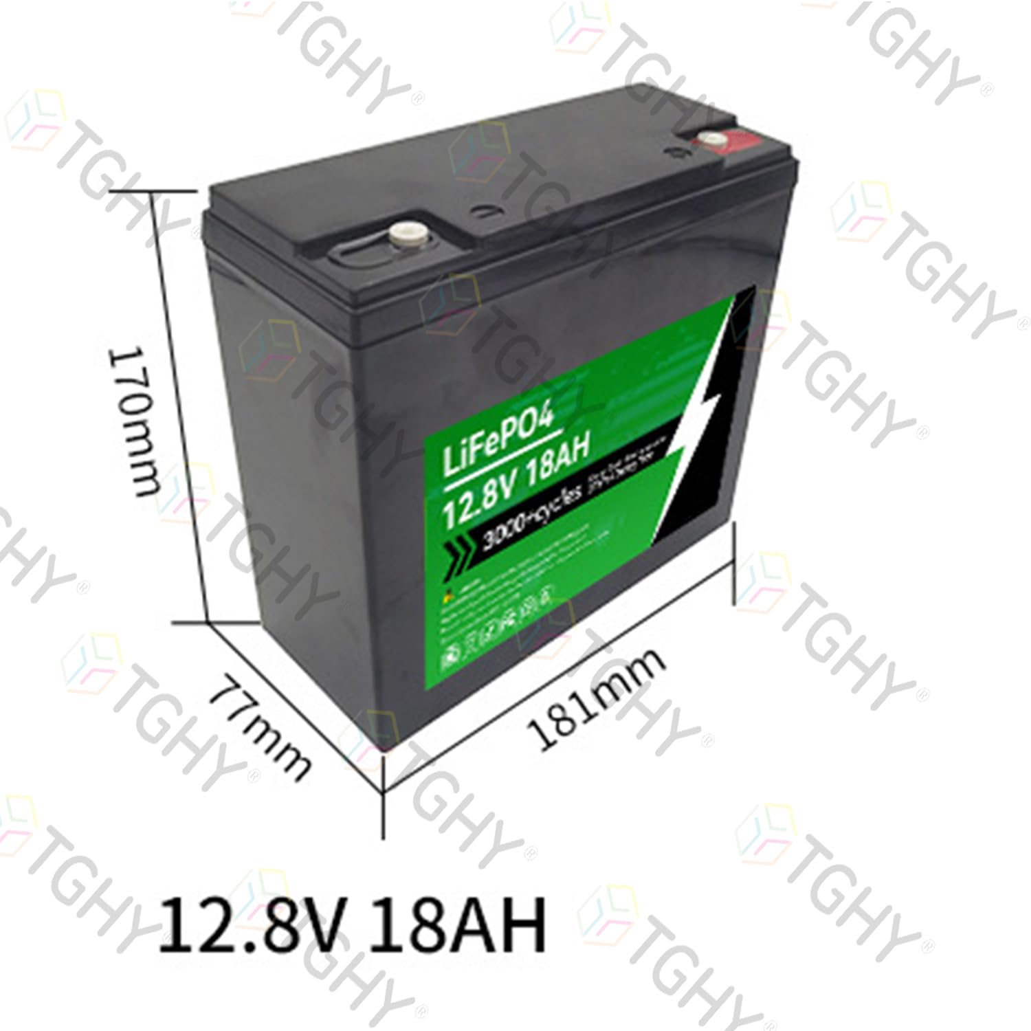 TGHY Batería LiFePO4 de 12 V, 6 Ah, 12 Ah, 18 Ah, 24 Ah, 30 Ah. Batería de Litio de 12 voltios para autocaravanas, caravanas, embarcaciones, Barras de Luces LED y sondas de Pesca.,12v 18ah