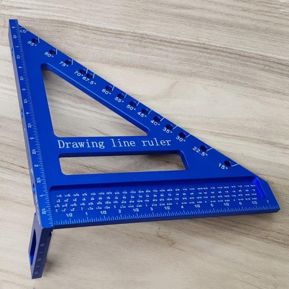 Équerre de travail du bois 21,6 cm 3D multi-angles en alliage d'aluminium pour outil de mesure d'angle Bleu