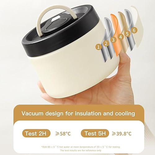 Miniatura 4 de Termo de sopa para comida caliente, lonchera aislada apilable, caja de almuerzo aislada al vacío de acero inoxidable de boca ancha para oficina y