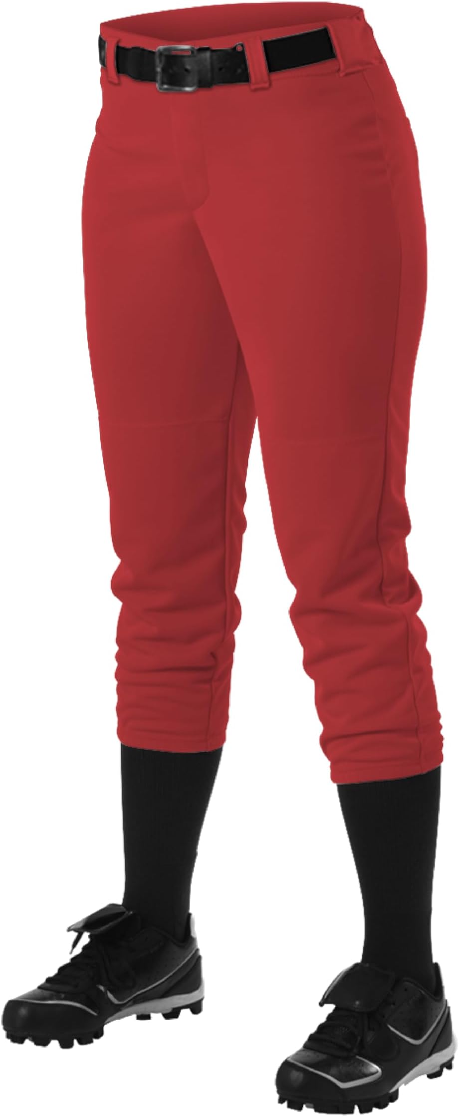 Alleson AthleticGirls' Standard Belt Loop Fastpitch Pant – Five Pro-Style Fit, Moisture-Wicking & Durable Fabric, Scarlet, Large