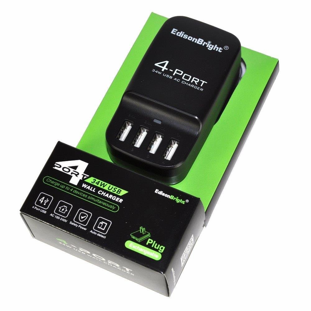 EdisonBright Fenix are-X1 18650/16340 battery charger EB-4U 4-port USB charging station bundle