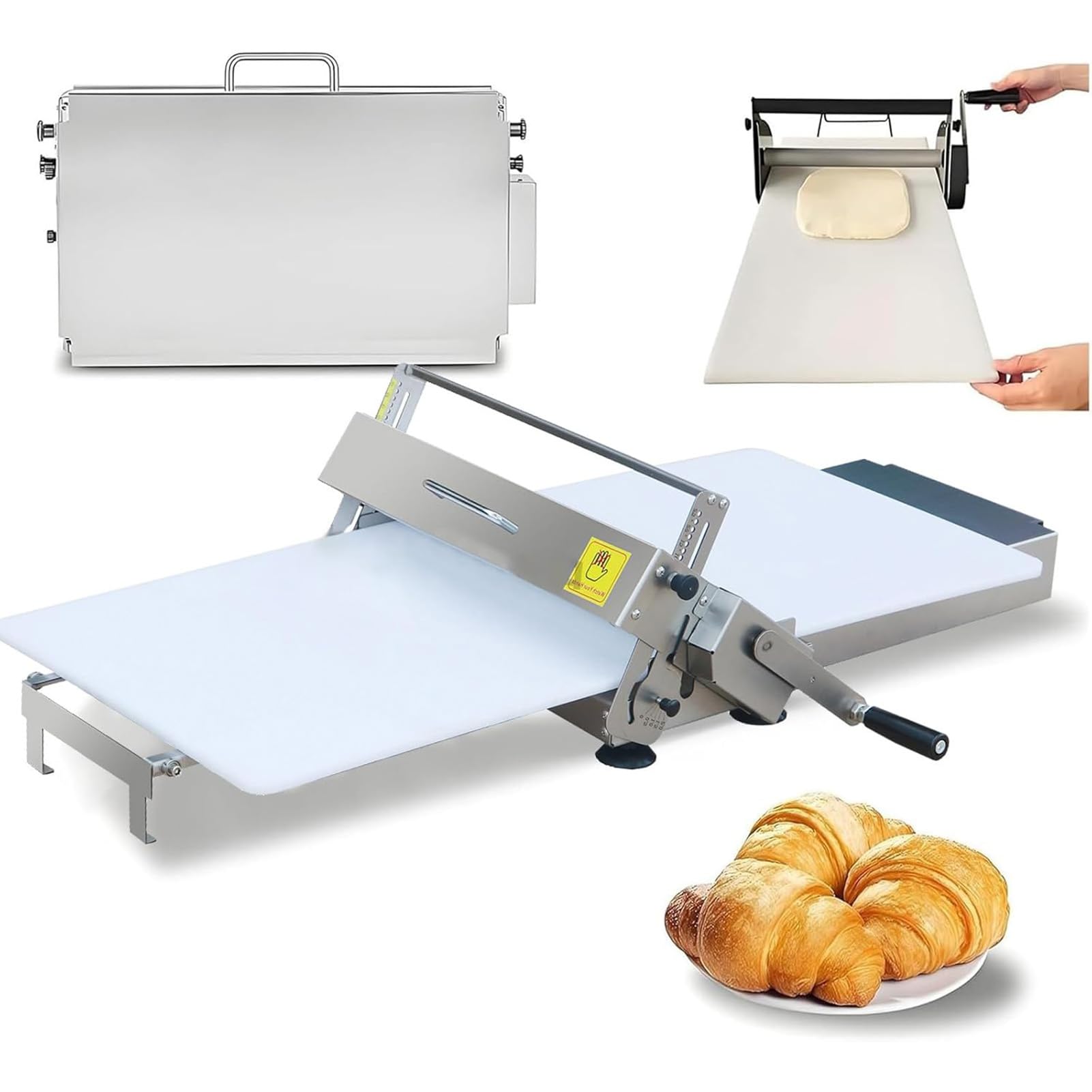Sfogliatrice per Croissant, Sfogliatrice Pieghevole per Pasta, Sfogliatrice Pasticceria, Spessore Regolabile 0-25mm, Impasti Pizza e Panetteria Domestica Commerciale