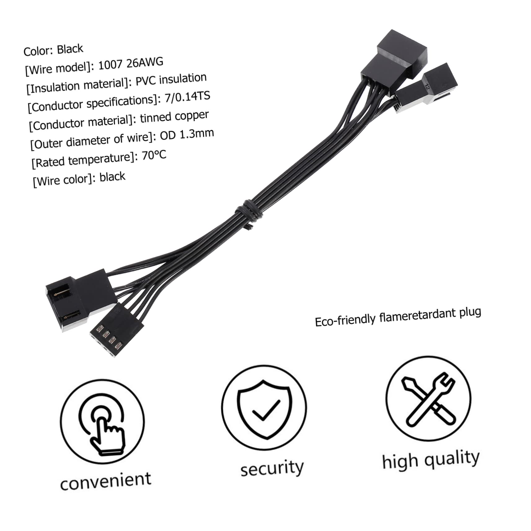 HOMSFOU 5pcs Pin CPU Power Extension Cables for Computer Fans Fan Cable Splitter for Enhanced Cooling Performance and Aesthetic Wiring Inside Chassis