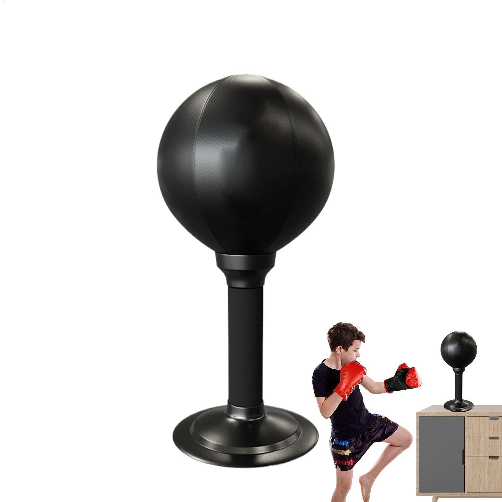 Multifunktionaler PU-Leder-Boxsack, Boxausrüstung, lustiges Workout-Zubehör für Tische, Boxsack für die Arbeit, Saugnapf-Boxsack, Büro-Boxsack, 35 cm