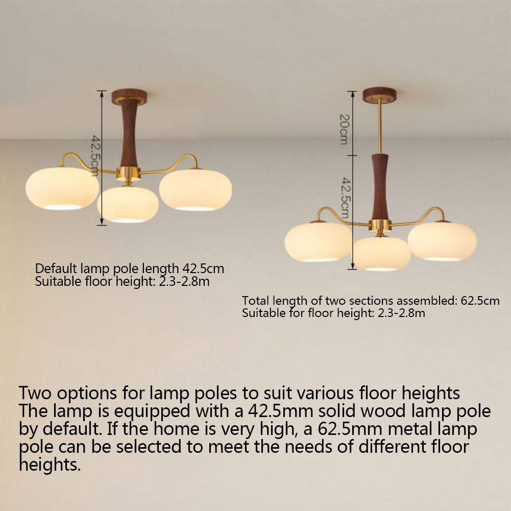 Całkowicie miedziany kremowy styl orzech żyrandol nordycki retro lampa persymona, nowoczesny rustykalny wystrój domu, antyczny mosiężny wisiorek oprawa oświetleniowa, A, 5 głowic