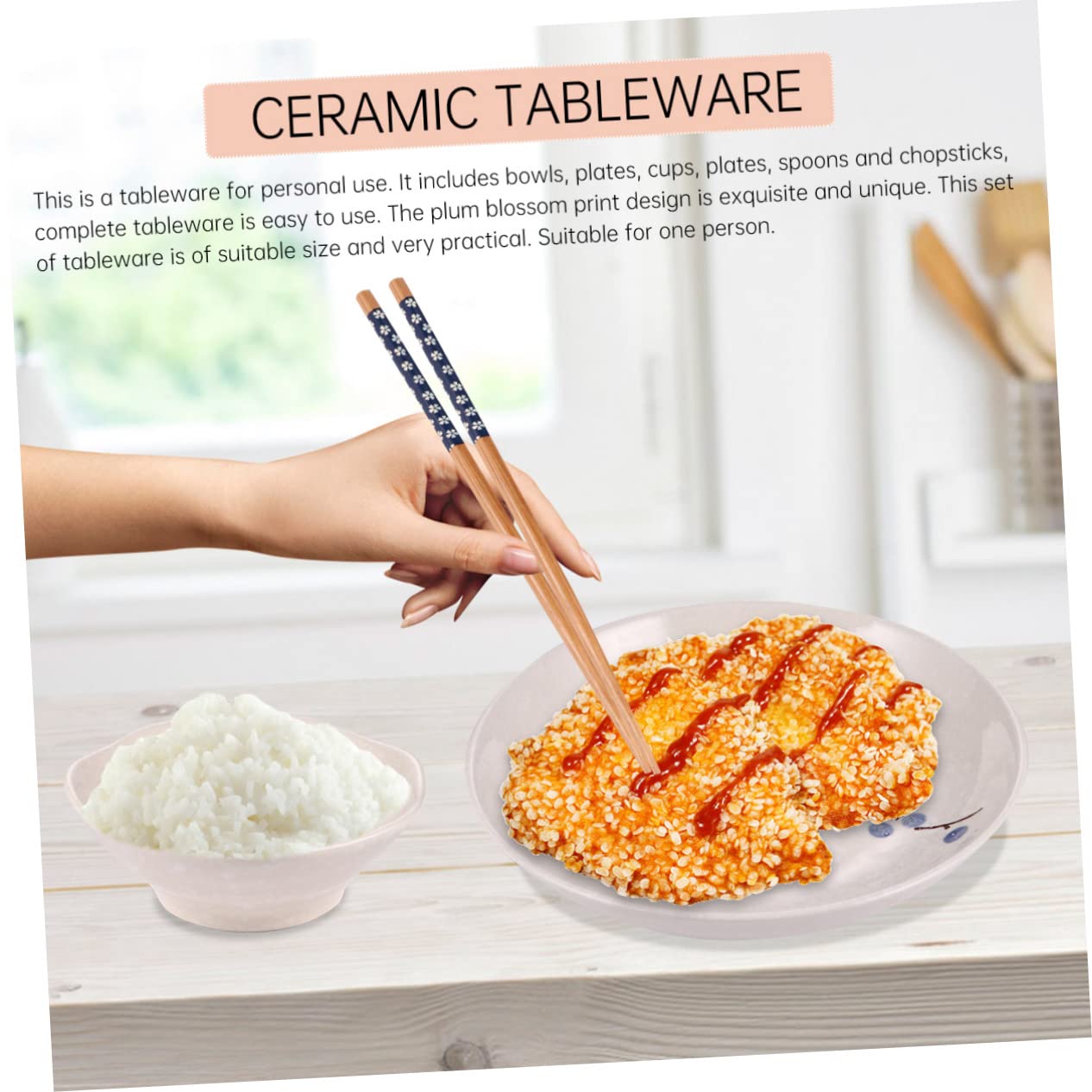 VALICLUD Service De Table Céramique Style Japonais Pour Personne Incluant Assiette Tasse Bol Et Baguettes Pratique