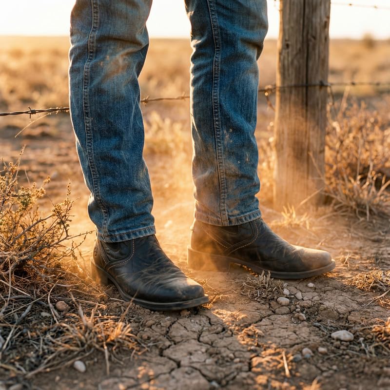Image of SUREWAY Men's Western Chelsea Cowboy Boots | Square Toe, Slip On, Casual Dress Boots