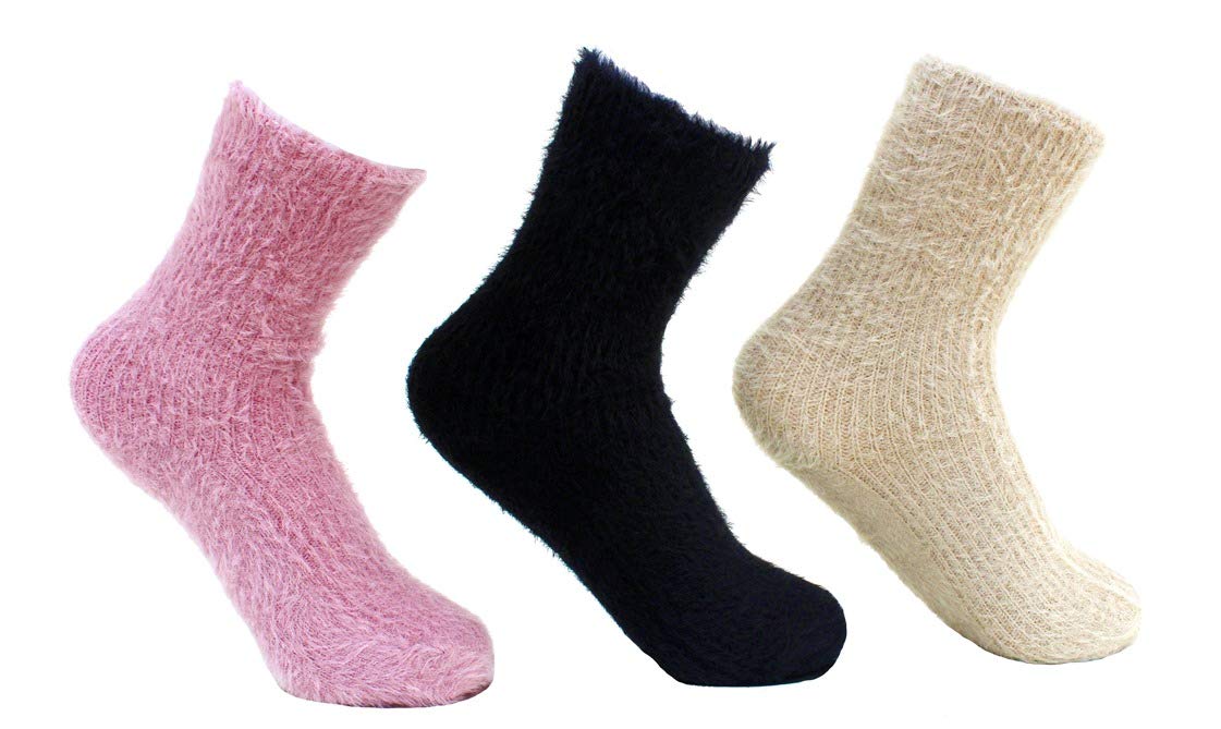3 Pair Multi Color Soft and Cozy Women's Winter Warm Feather Fuzzy Socks without Thumb (Women: Model1)-image-23