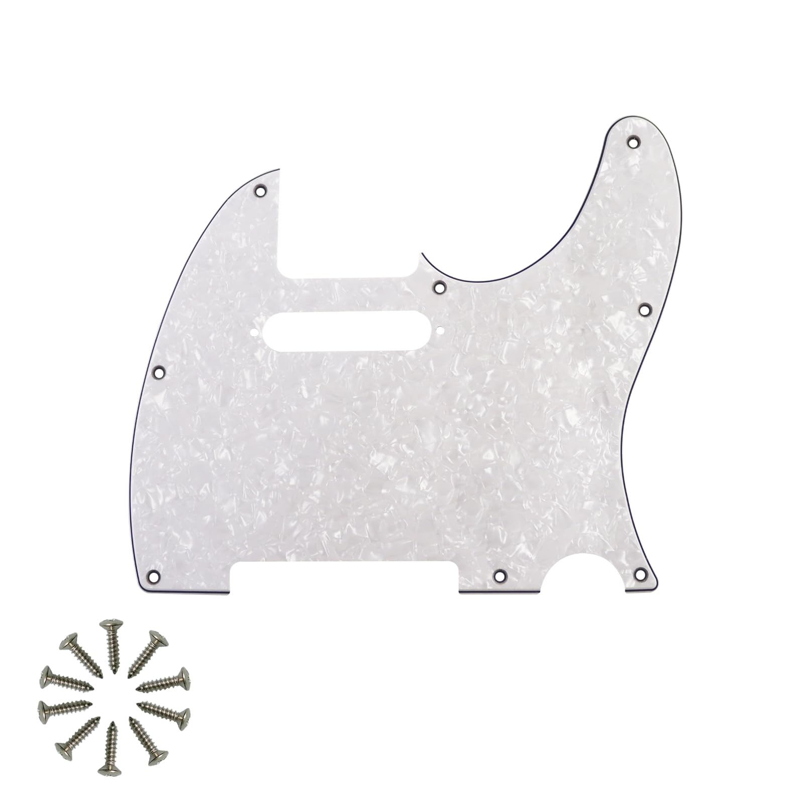 8-Hole Tele Pickguard for Fender Telecaster Guitar,White Pearl 4Ply