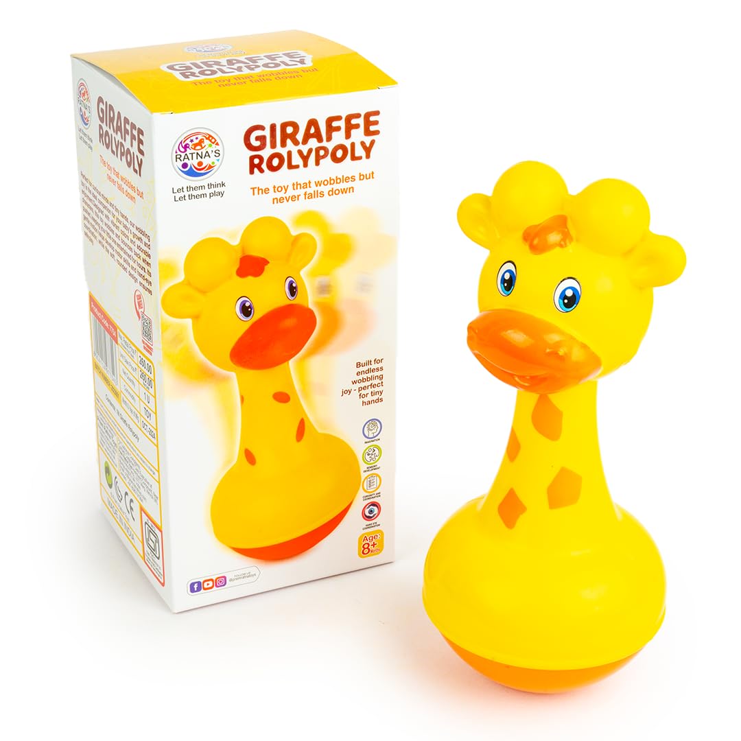 RATNA'S Giraffe Roly Poly Push and Wobble Sound Toy for Kids 8+ Months, Bright Colours-image-26