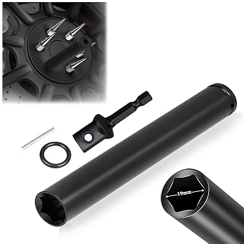 Spike Lug Nuts Socket, Durable Socket with 19mm Hex, Universal Spiked Lug Nuts Socket Replacement Tool Compatible with M14x1.5,M14x2.0, 9/16-18,1/2-20,M12x1.5,M12x1.25 Spiked Lug Nut 1PCS 1