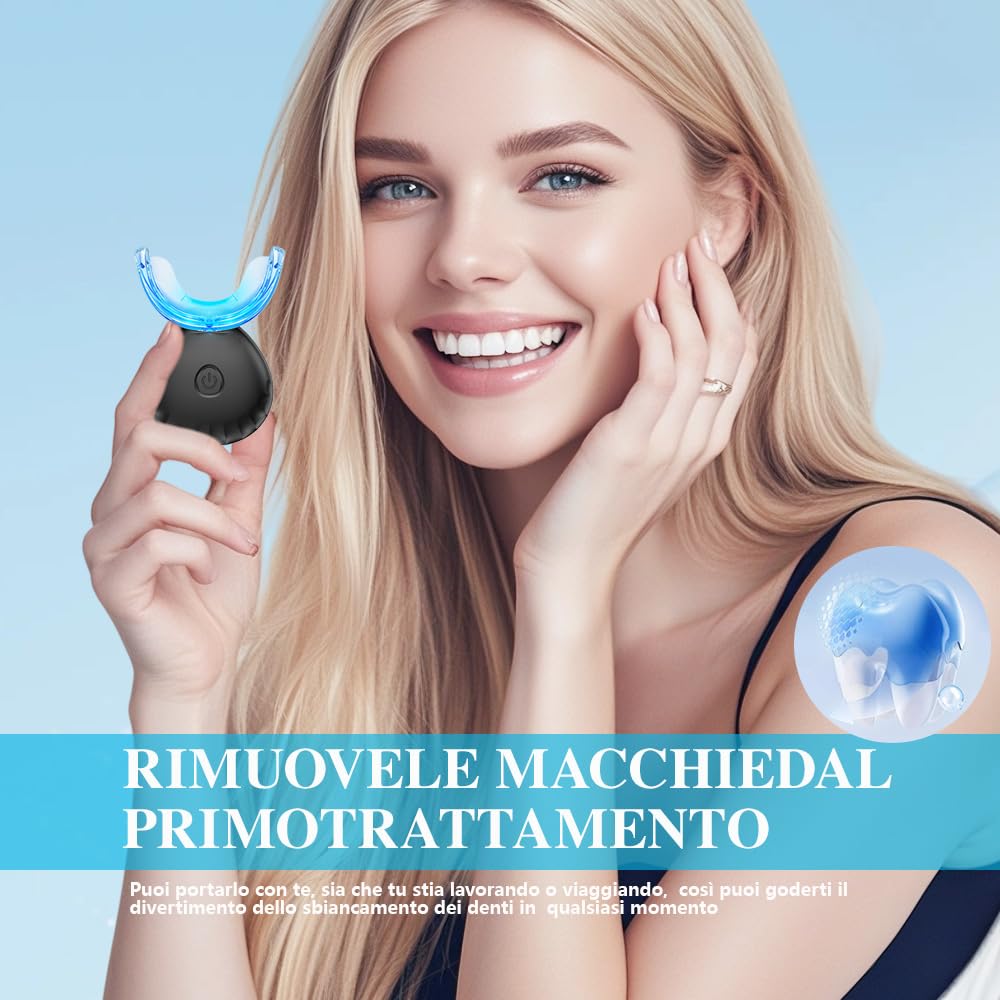 Kit Sbiancante Denti Professionale con Lampada 16 LED Blu,Quattro Penne Gel Sbiancante,Elimina le Macchie in 16 Minuti,con Applicazione Semplice e Veloce,Sicuro per lo Smalto