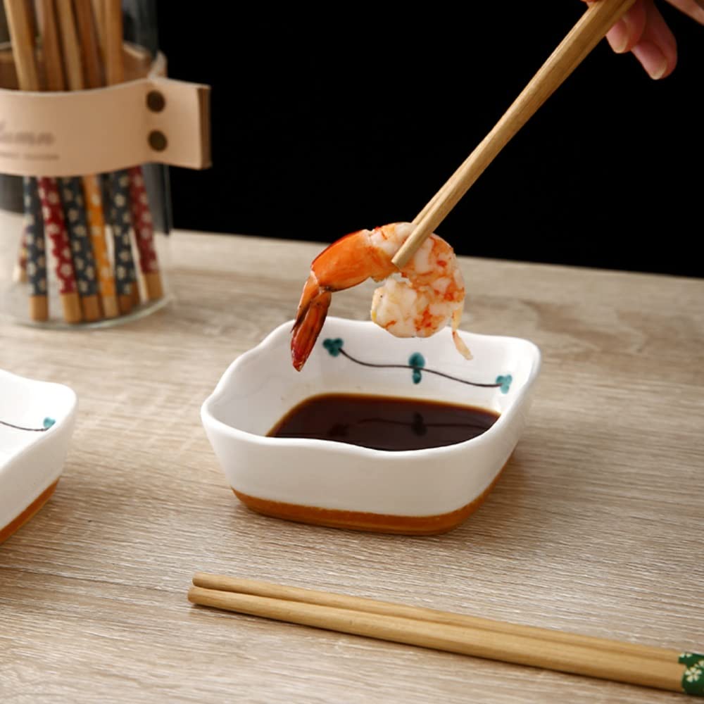 HEXEH Salatteller Keramiksauce Schüssel Sauce Essig TSEIL DIMPPING SAUSE HAUSHALTE GEHALTEN Obst Snack Teller Restaurant Vorspeise kleines Gericht Sushi Quadrat Plastikteller (Color : C)