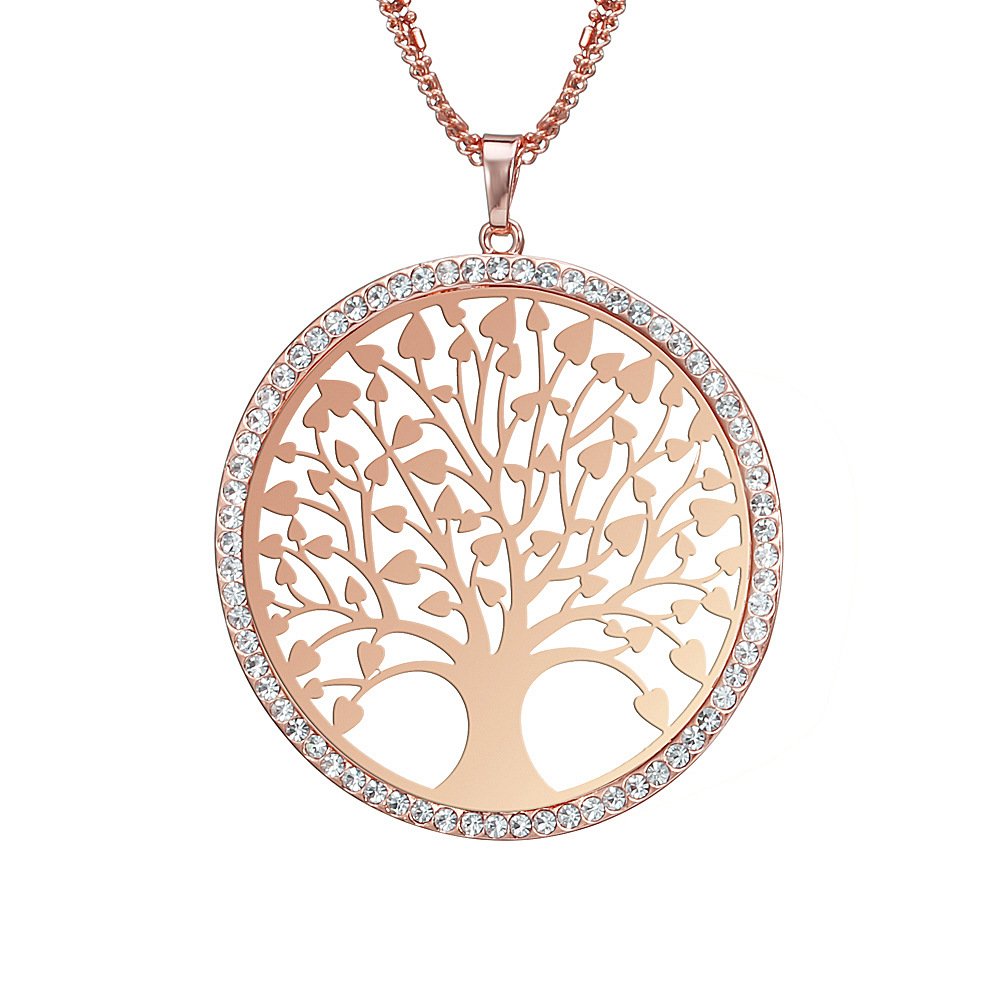 Collana Albero Della Vita In Argento Con Cristalli - Regalo Elegante Per Donna