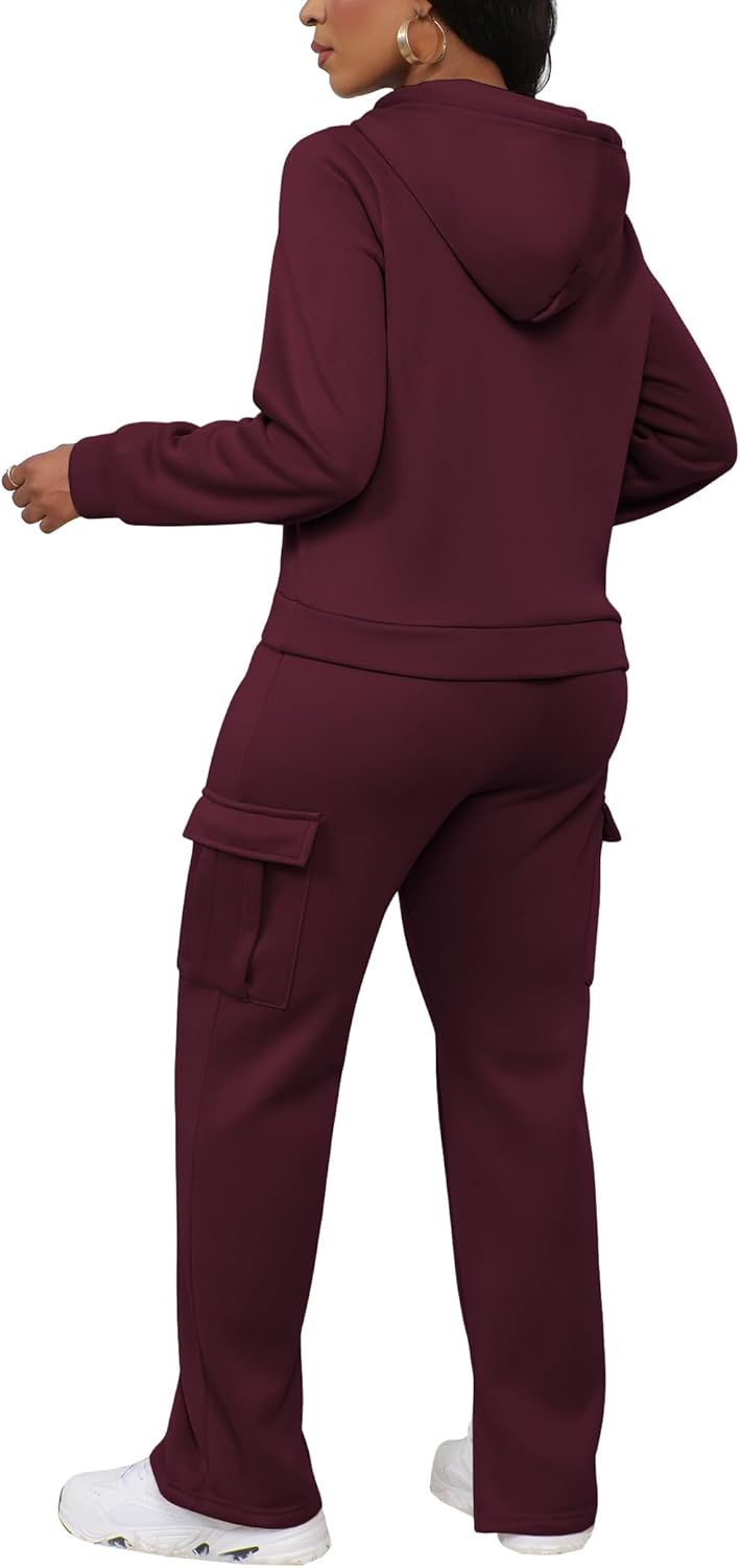 LovelyWholesale Womens Sweatsuits 2 Piece Set Hoodies and Cargo Sweatpants Sets - Image 2