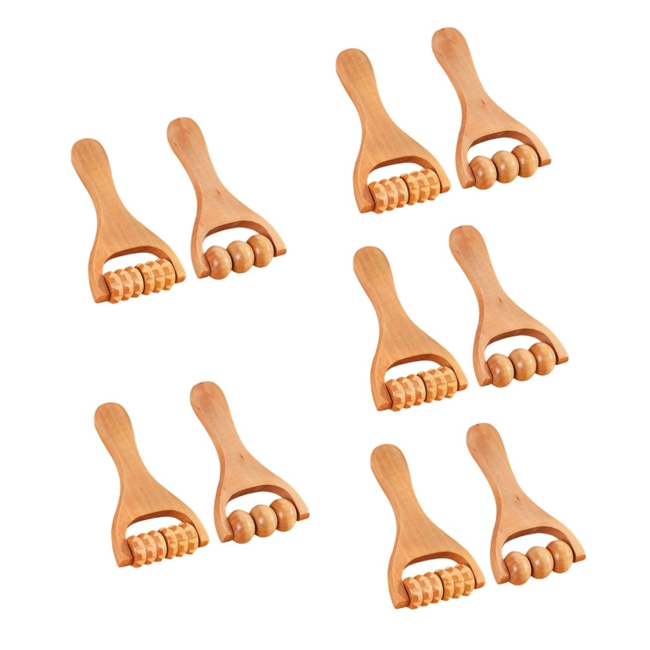 BESTYASH 5 Sätze Massage Roller Aus Holz Teiliges Massagegerät Für Beine Nacken Und Handroller Fußroller Fördert Die Durchblutung Lindert Muskelverspannungen Und Schmerzen Für 2 Stücke * 5