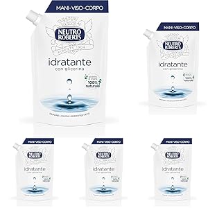 Neutro Roberts Sapone Liquido Ecopouch Idratante Con Glicerina, Ricarica Ecologica di Sapone Liquido per Le Mani, Dermatologicamente Testato, Senza Sapone, Flacone da 400 ml (Confezione da 5)