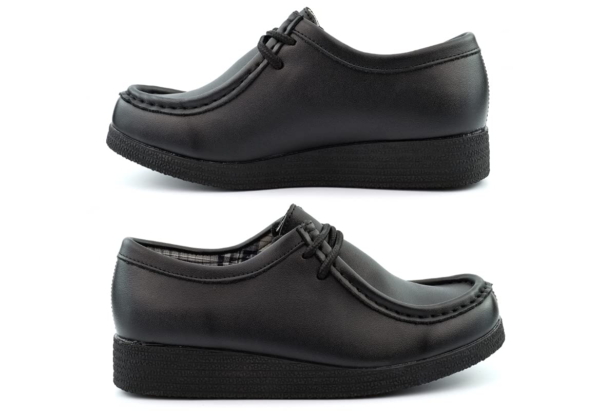 GenericBoys School Shoes Boys Coated Leather School Shoes Boys Leather Coated School Shoes Action Leather Lace Up Black