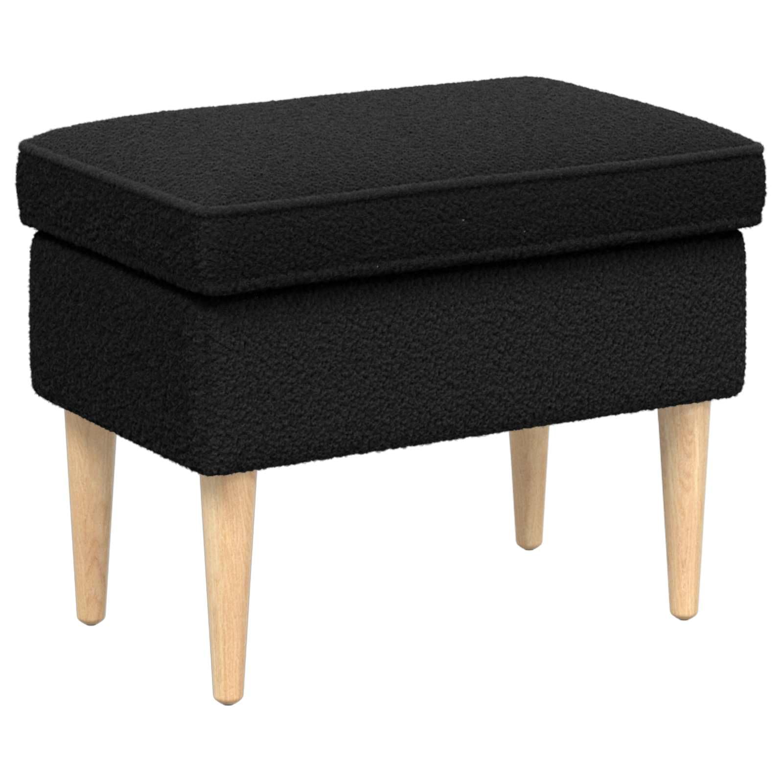 Fotel z Pouf 2 szt. Czarny Bouclé