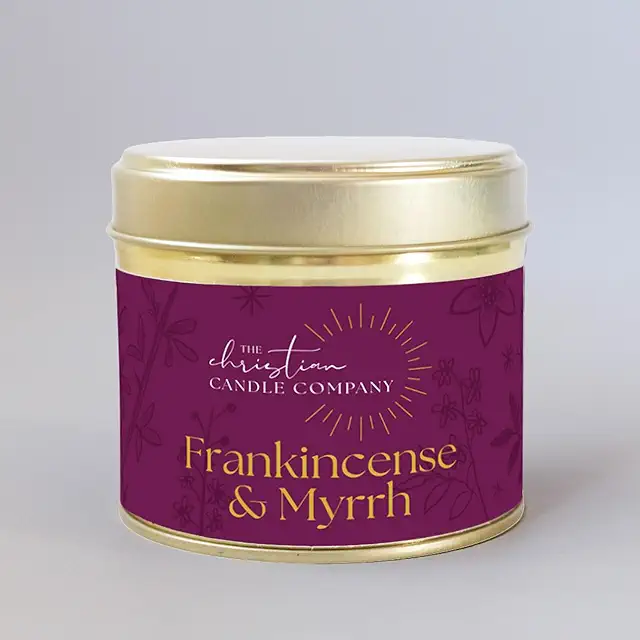 Frankincense & Myrrh Scented Candle in Tin - Handmade Soy Wax