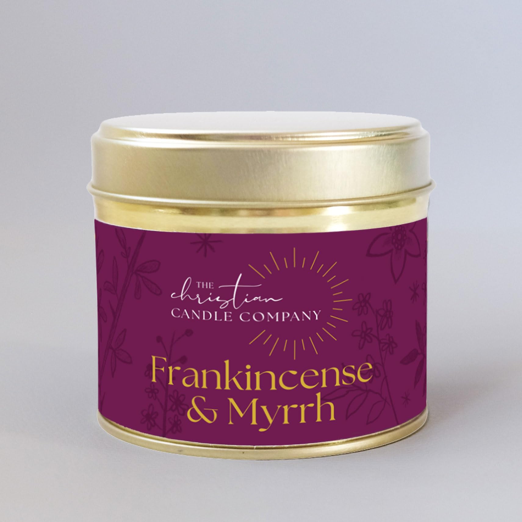 The Christian Candle Company Purple - Frankincense & Myrrh Scented Candle In A Tin