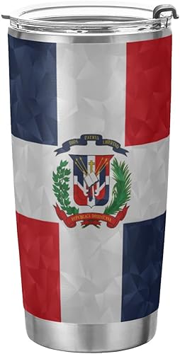 Vaso de café aislado con la bandera de República Dominicana para el regreso a clases, contenedor de bebidas para la oficina, taza de viaje con