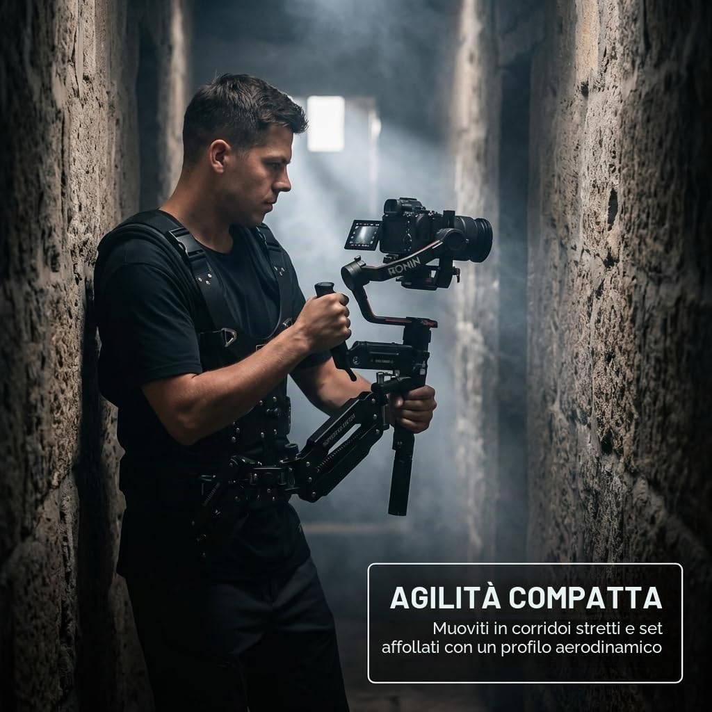 Thanos Pro C3Ⅱ Steadicam Gilet Gimbal Stabilizzatore, Braccio inclinabile regolabile, Gilet stabilizzatore Gimbal per DJI Ronin RS5 RS4 PRO,DJI RS4 Mini, RS3 Mini, RS3 PRO, RS2,etc. Payload 5–12,5 kg