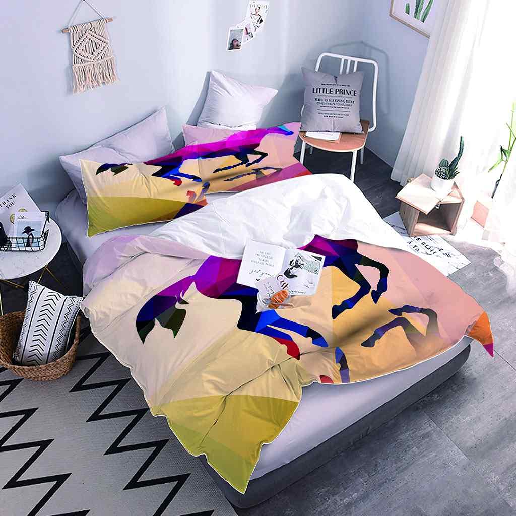 Poszewka na kołdrę Super King 260 x 220 cm nadruk 3D fioletowy zwierzę koń pościel zestaw ultramiękkiej mikrofibry pościel poszewka na kołdrę dla dorosłych podwójna poszwa na kołdrę z zamkiem błyskawicznym i 2 poszewki na poduszki