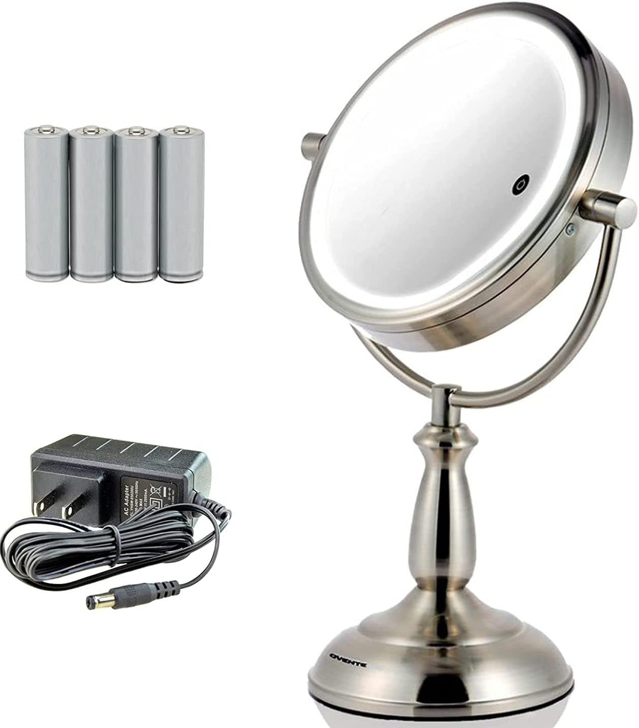 Ovente 7.5" Lighted Tabletop Vanity Makeup Mirror, 1X & 5X