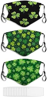 3-PCS Face Mask Seamless Background with Leaf of Clover Reusable Mouth Masks