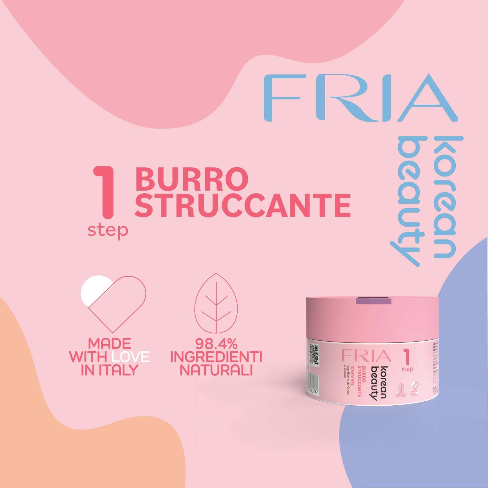 Fria Korean Beauty Burro Struccante, Rimuove il Trucco Waterproof, Testato su Occhi e Pelli Sensibili, Delicato su Occhi e Ciglia, Confezione da 80ml