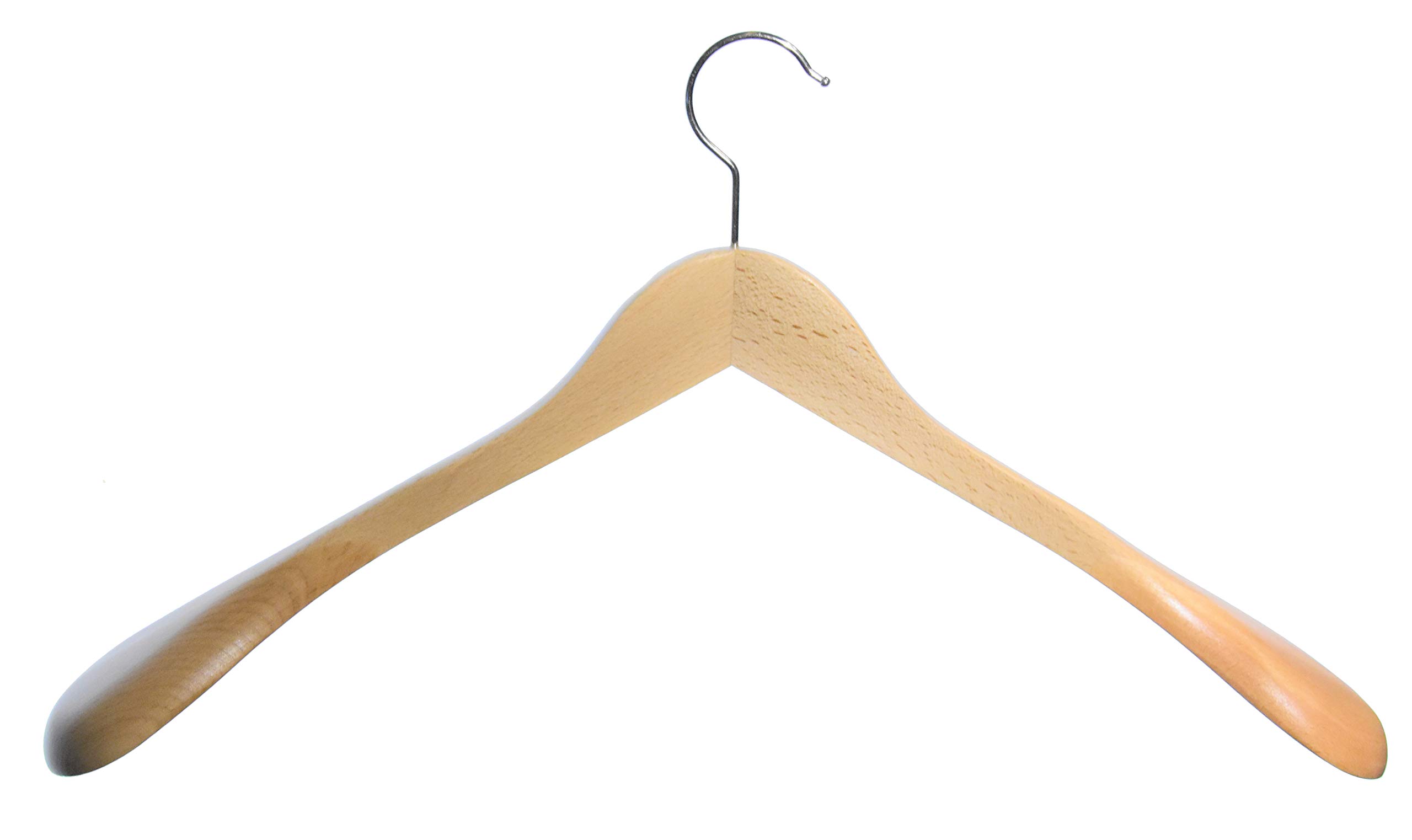 Hagspiel" Kleiderbügel aus Holz, Schulterbügel aus Buchenholz, Natur lackiert, Qualitätskleiderbügel Made in EU (5 STK. 50 cm)