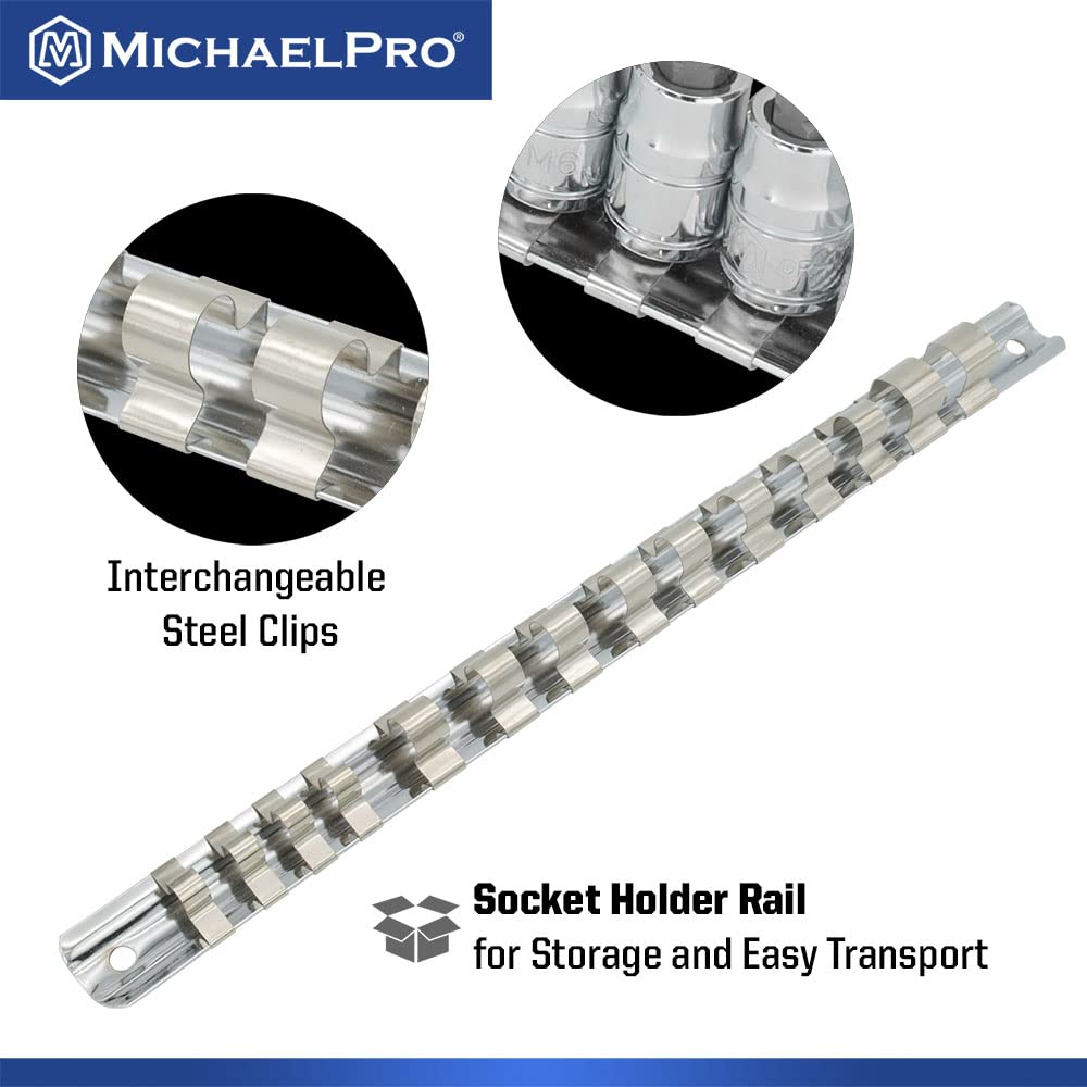 MichaelPro XZN Triple Square Socket Set, 14-Piece 1/4 Inch, 3/8
