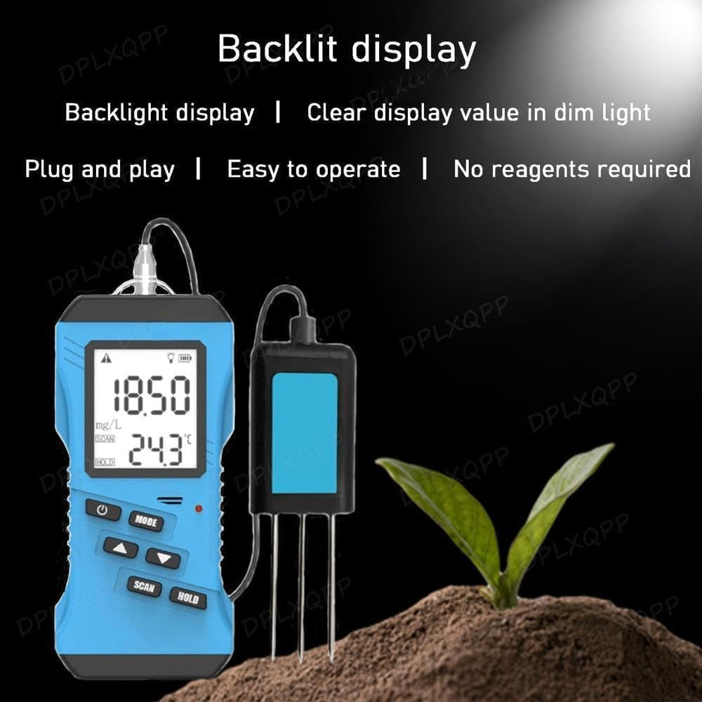 Probador de suelo 7 en 1, medidor digital NPK con pantalla LCD, mide nitrógeno, fósforo, potasio, rango de 0 a 1999 mg/kg, fácil de usar para césped, granja, plantas de jardín