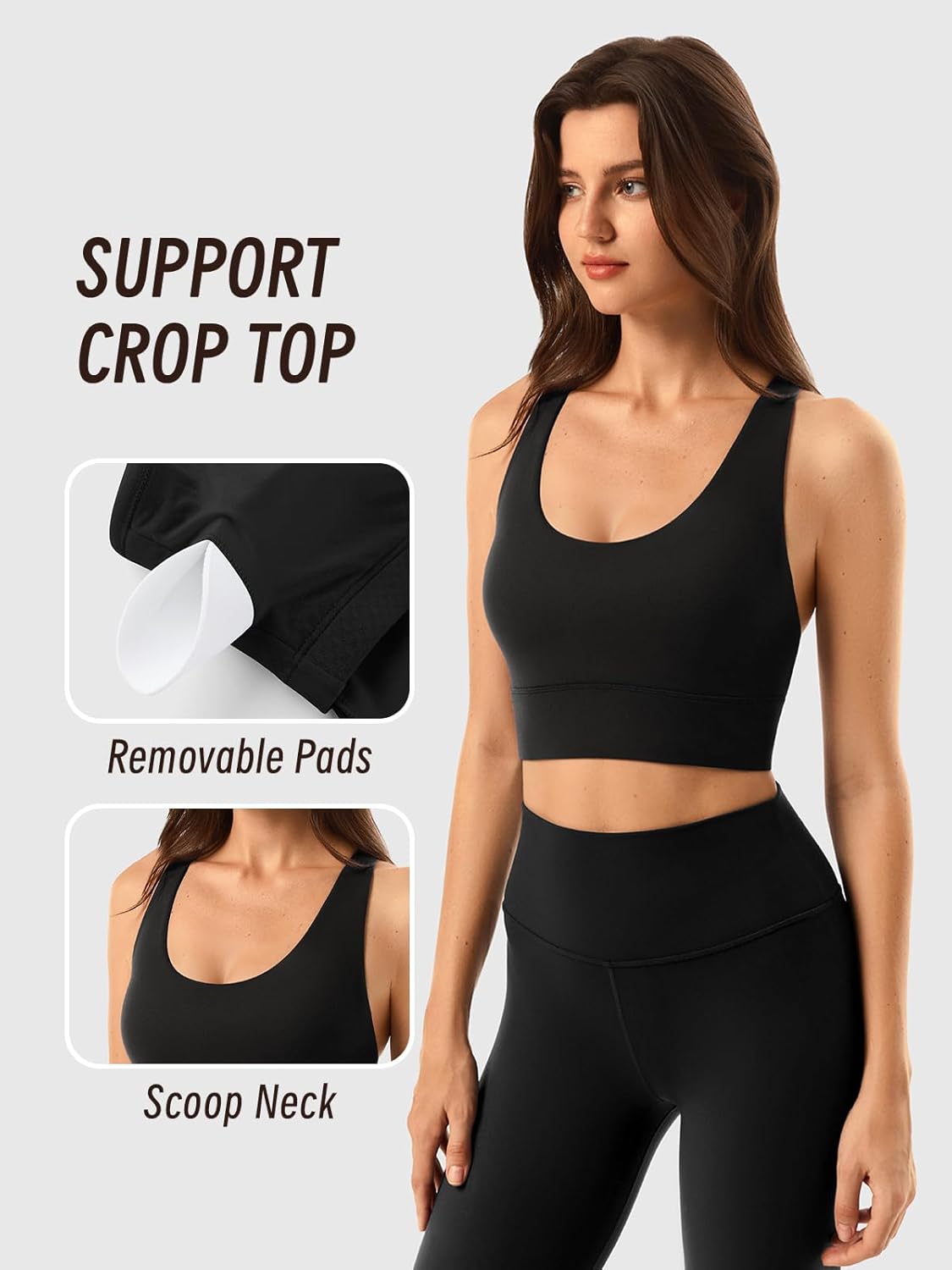 Criss-cross Back Sports Bras for Women,High Support Padded Cropped Tank Tops,Scoop Neck for Pilates,Running
