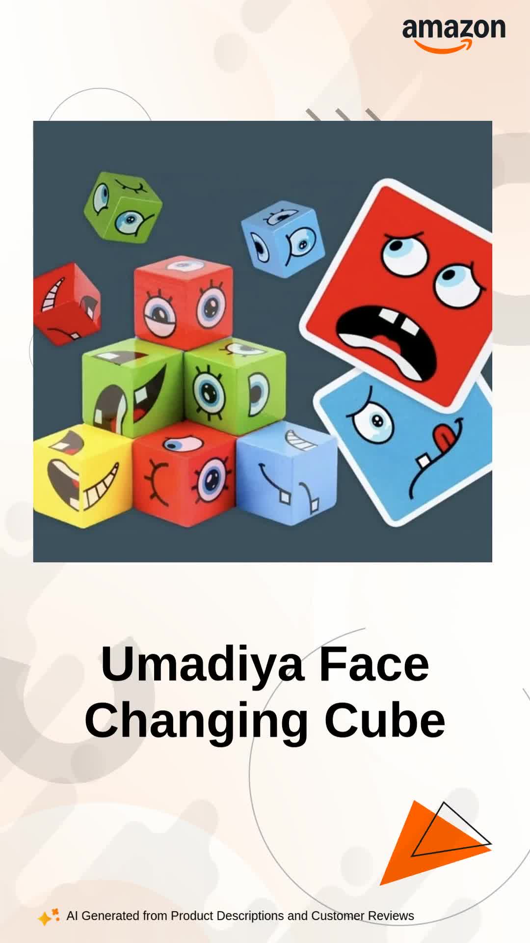 Umadiya® Face Changing Cube Building Blocks Puzzle, Wooden Face