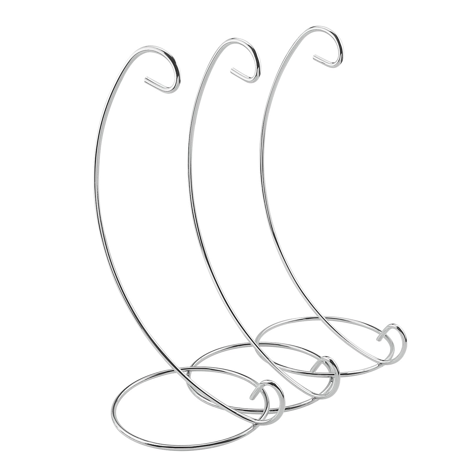 Abom 3 Pack 9in Ornament Display Stand, Air Plant Holder, Terrariums Hanger, Silver Iron Hanging Hook for Daily Decoration, Glass Crystal Witch Ball, Home Wedding, Party Decor