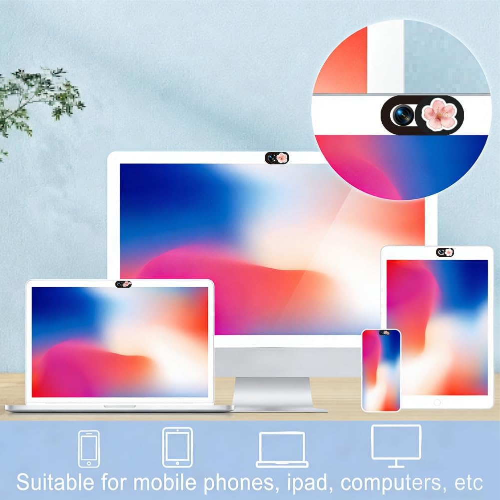6Pcs 6 Styles Camera Cover Slide Flowers Pattern, Phone Front Camera Blocker 0.04 Inch Ultra Thin Privacy Guard Accessories for Laptop Desktop Computers Tablet Notebook Mini PC Office Use