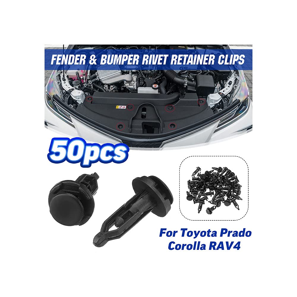 50 Clip Paraurti In Plastica Per Toyota – Rivetti Per Parafango Compatibili Con Corolla, RAV4, Avensis, Auris (Diametro Testa 18,55 Mm) - 2