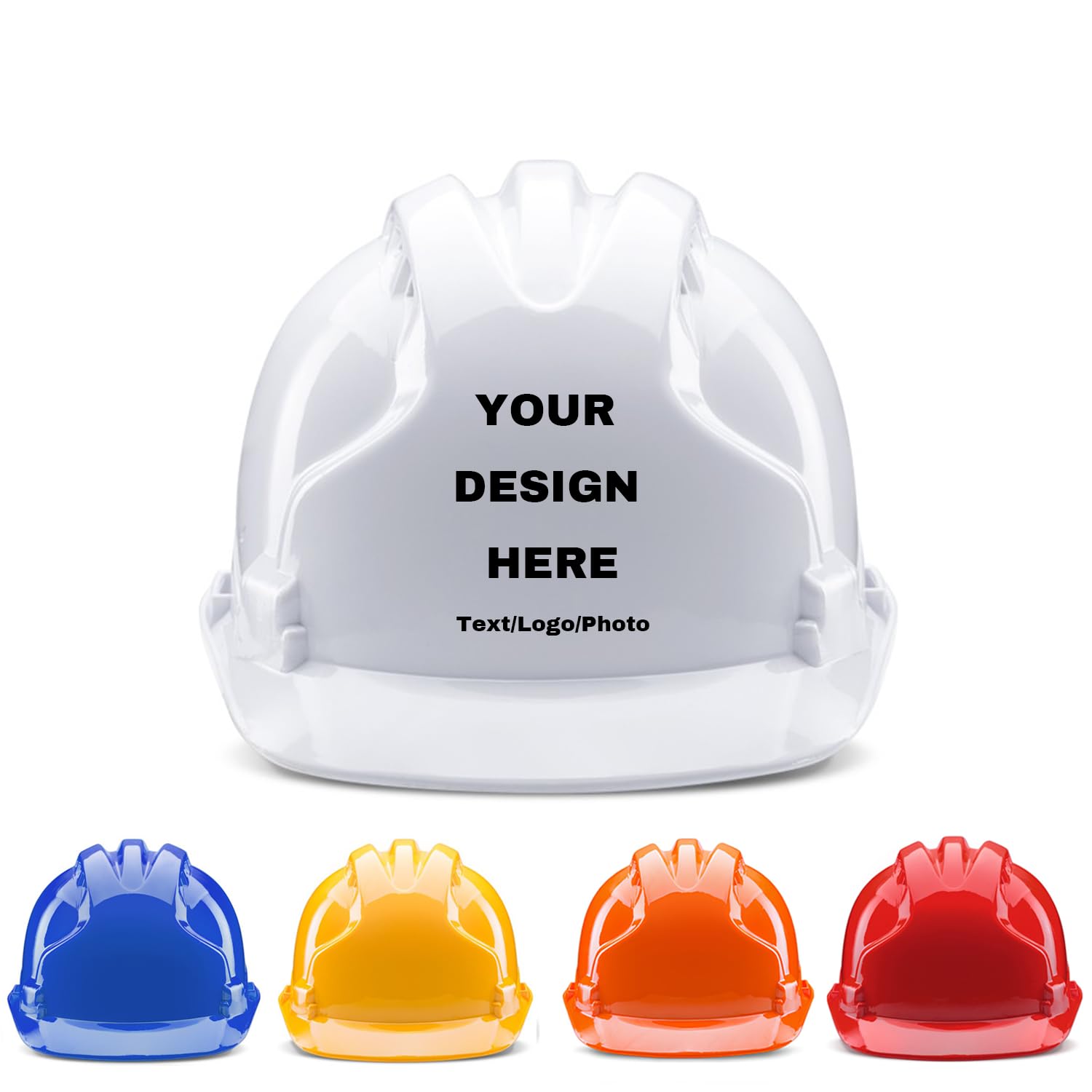Custom Hard Hat with Suspension, Construction Adjustable Ratchet Hard Hats,Personalise Hard Hat,Add Your/Logo/Text/Photo (W-Proof, White)
