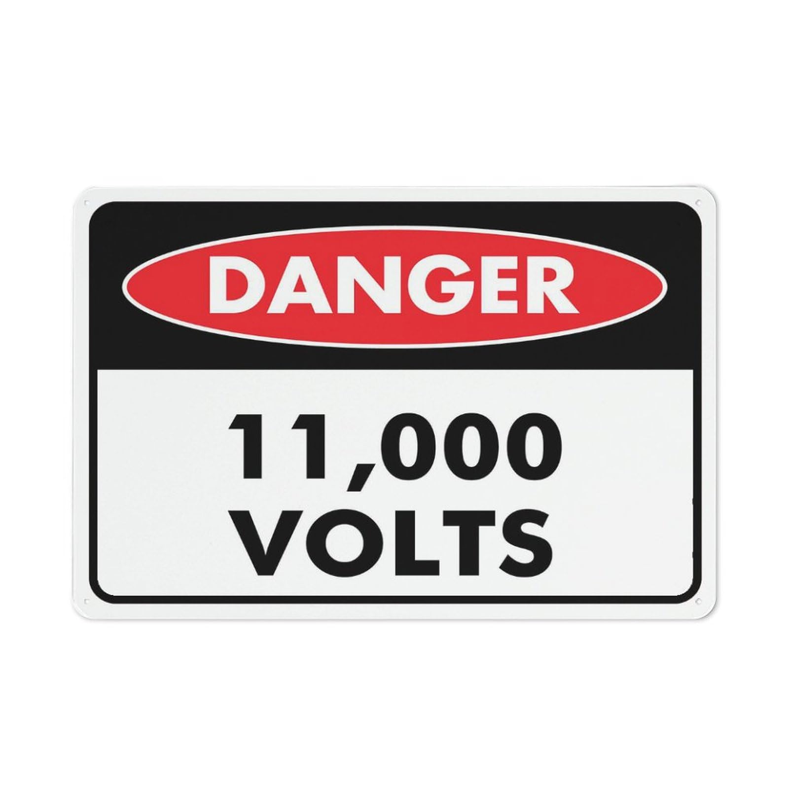 Danger 11000 Volts 8"x12" Aluminum Sign - Weatherproof, Indoor/Outdoor
