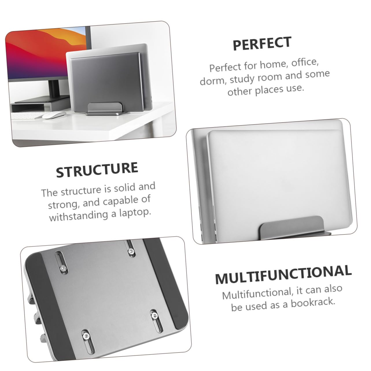 Soporte Vertical para Portátil de Aluminio Base para Tablet Diseño y Resistente Soporte de Escritorio Práctico para Hogar y Oficina