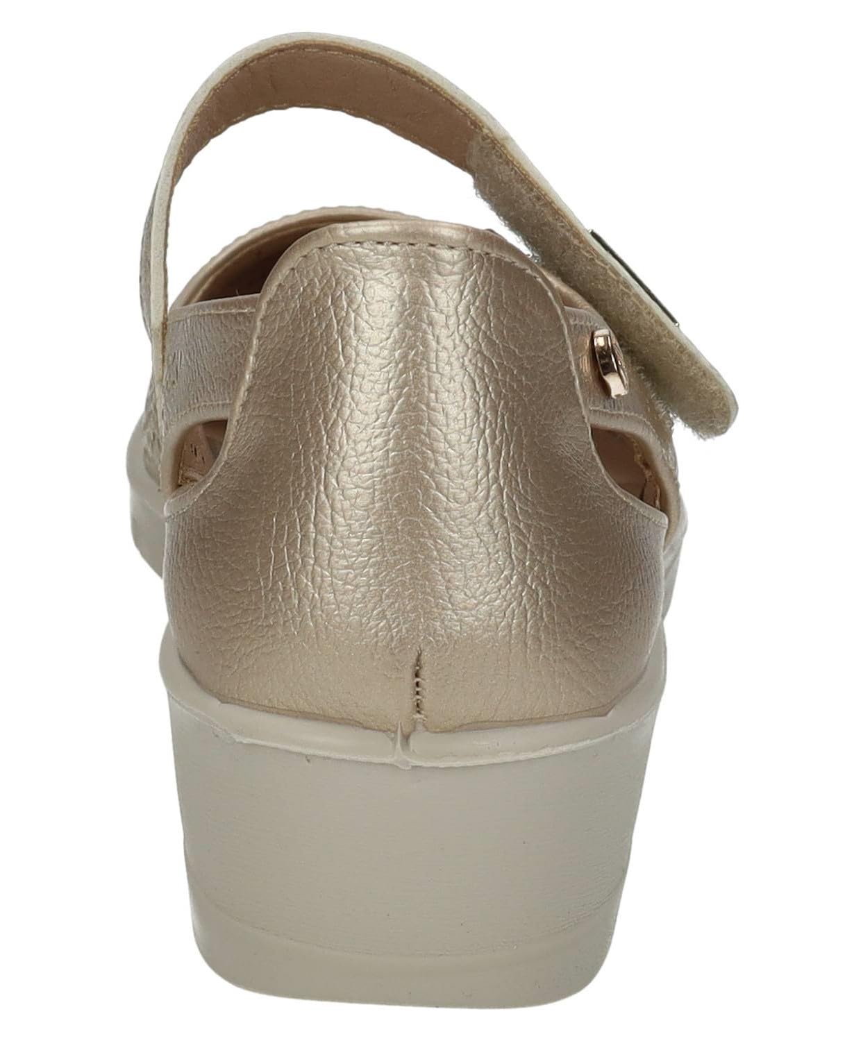 mysoft 25M208 Manoletinas Mujer Platino con Diseño Calado y Cinta Textil Adhesiva Mujer Manoletinas